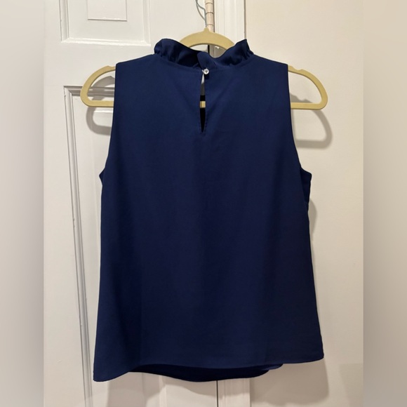 EUC J. Crew Midnight Blue Ruffleneck Top - Picture 3 of 10